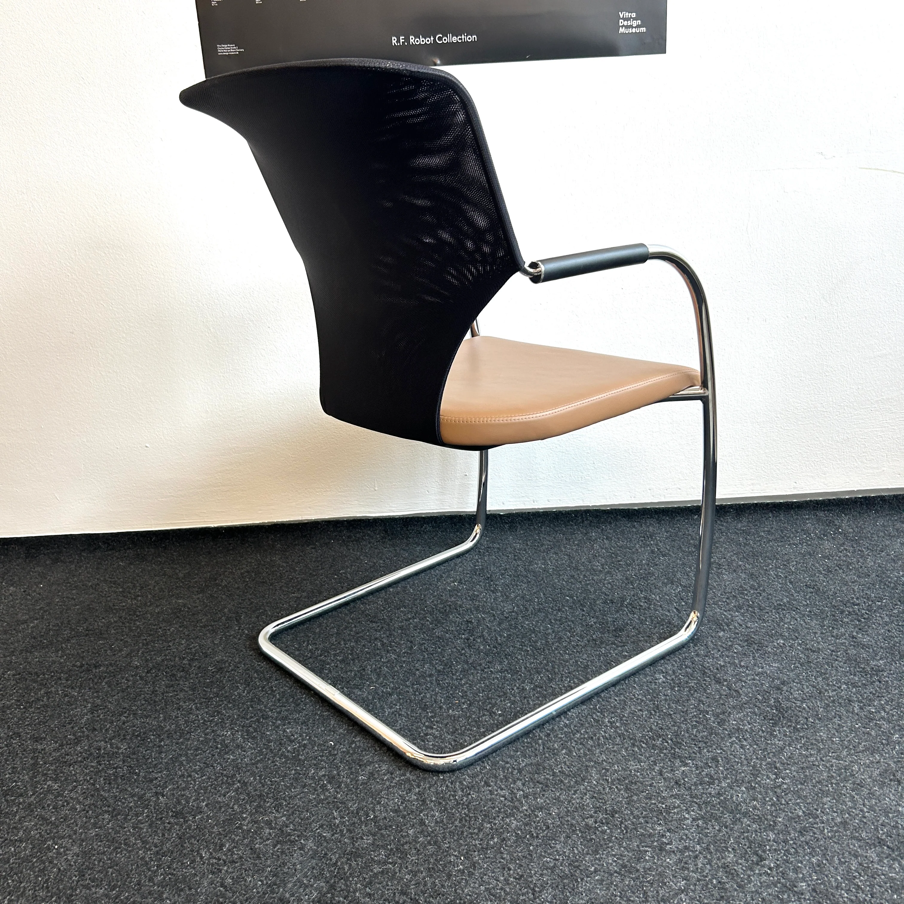 Thonet - Freischwinger - Konferenzstuhl - Leder braun/Netzgewebe - gebrauchter TOP Zustand - Image 5